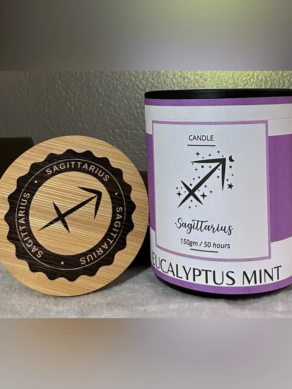 New Handmade 6oz scented candle with custom engraved bamboo lid.